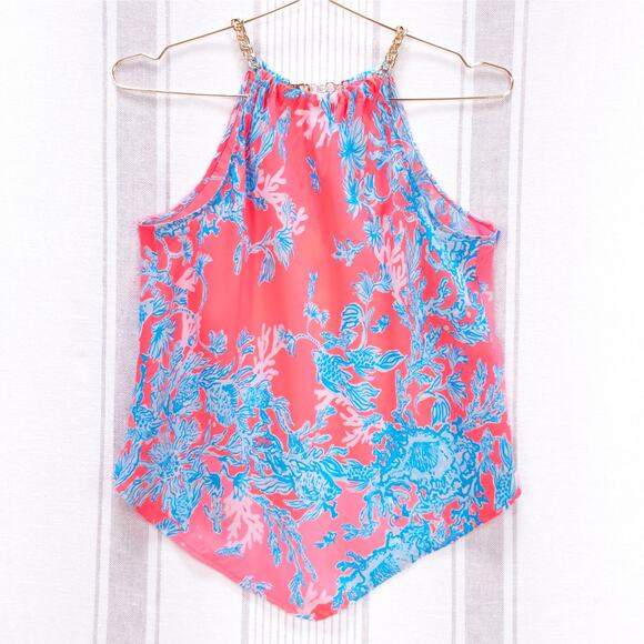 LILLY PULITZER Shirt Tank Top Pink Blue Womens XXS Sleeveless Pink Resortwear‎ - Picture 1 of 10